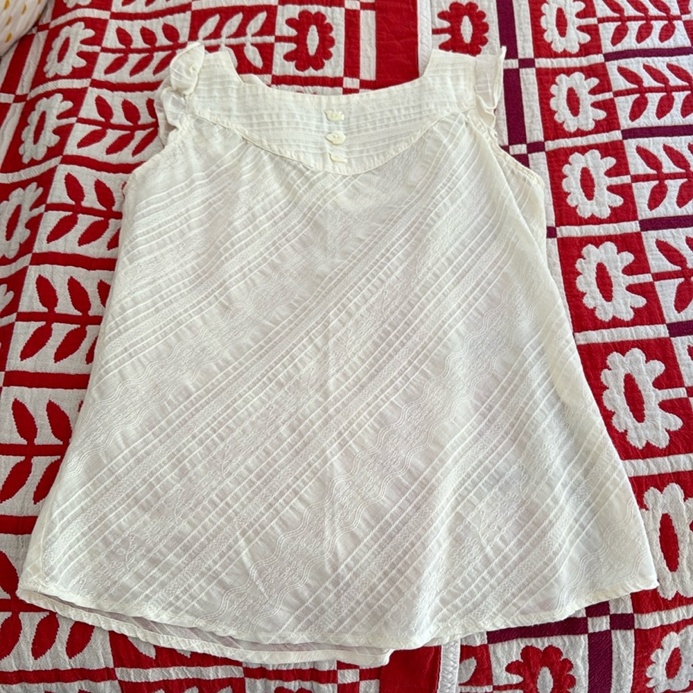 Built by Wendy linen ruffle sleeveless top